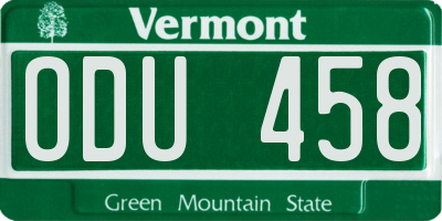 VT license plate ODU458