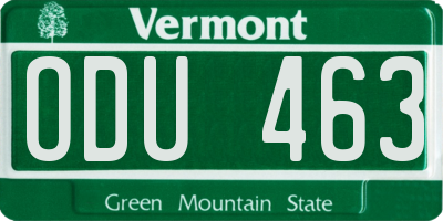 VT license plate ODU463