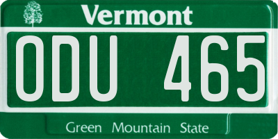 VT license plate ODU465