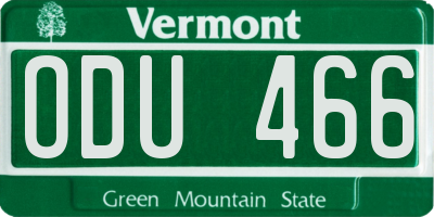 VT license plate ODU466
