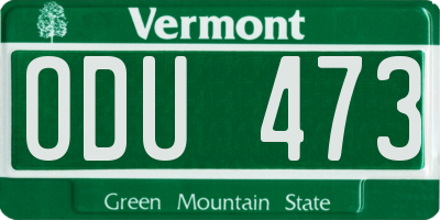 VT license plate ODU473