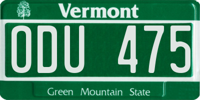 VT license plate ODU475