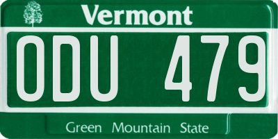 VT license plate ODU479