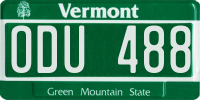 VT license plate ODU488