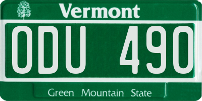 VT license plate ODU490