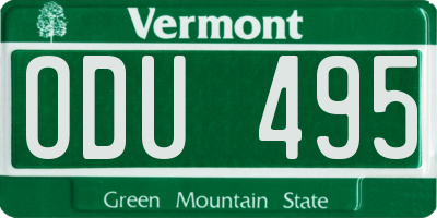VT license plate ODU495