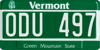VT license plate ODU497