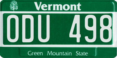 VT license plate ODU498