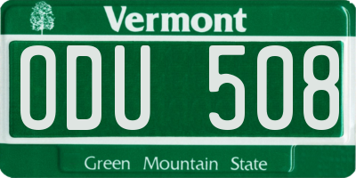 VT license plate ODU508