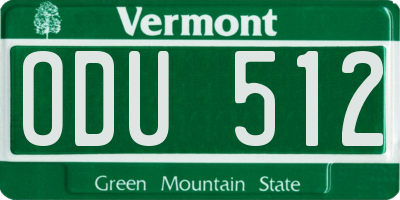 VT license plate ODU512