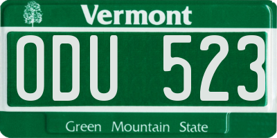 VT license plate ODU523