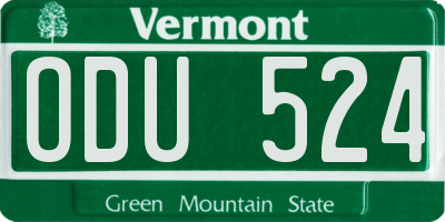 VT license plate ODU524