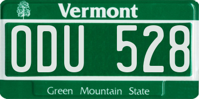 VT license plate ODU528