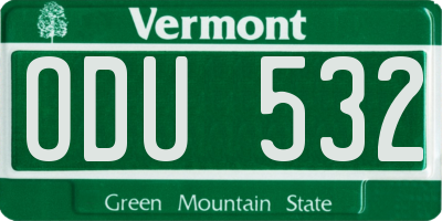 VT license plate ODU532