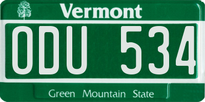 VT license plate ODU534