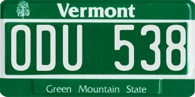 VT license plate ODU538
