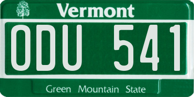 VT license plate ODU541