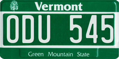 VT license plate ODU545