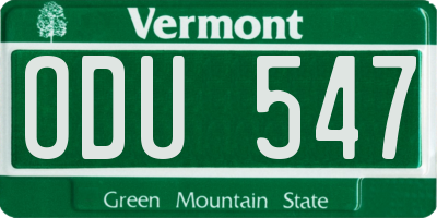 VT license plate ODU547