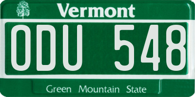 VT license plate ODU548