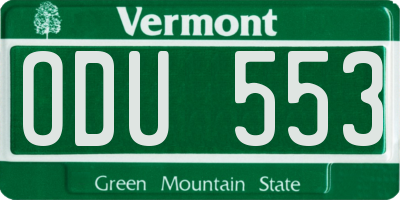 VT license plate ODU553
