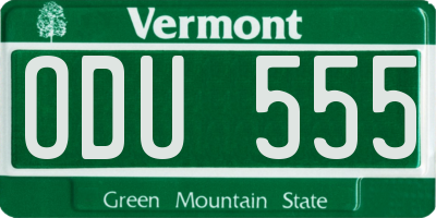 VT license plate ODU555