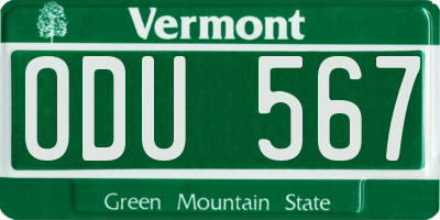 VT license plate ODU567