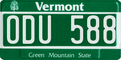 VT license plate ODU588