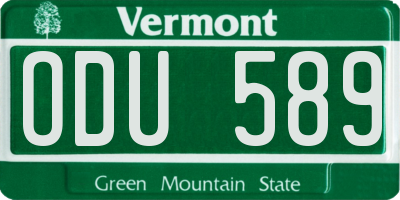 VT license plate ODU589