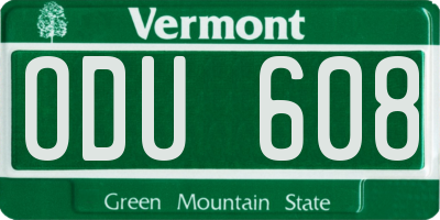 VT license plate ODU608