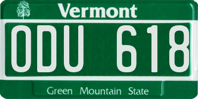 VT license plate ODU618