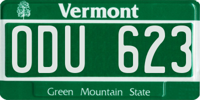 VT license plate ODU623