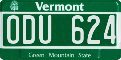 VT license plate ODU624