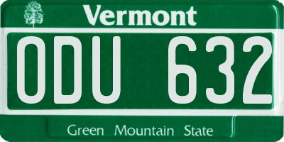 VT license plate ODU632