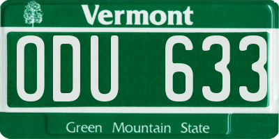 VT license plate ODU633