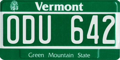 VT license plate ODU642