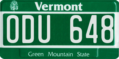 VT license plate ODU648