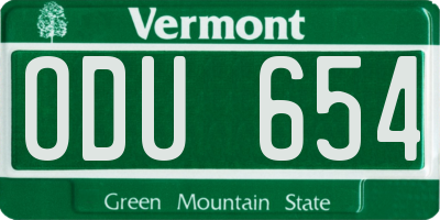 VT license plate ODU654