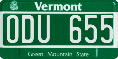 VT license plate ODU655