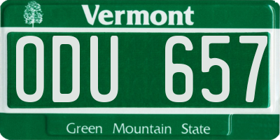 VT license plate ODU657
