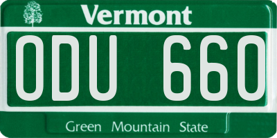 VT license plate ODU660