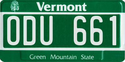 VT license plate ODU661