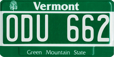 VT license plate ODU662