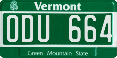 VT license plate ODU664
