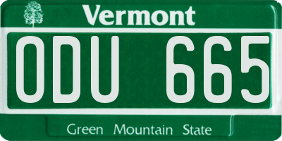 VT license plate ODU665