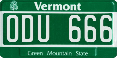 VT license plate ODU666