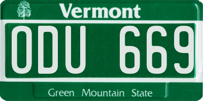 VT license plate ODU669
