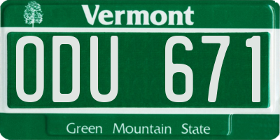 VT license plate ODU671