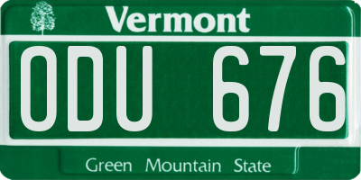 VT license plate ODU676