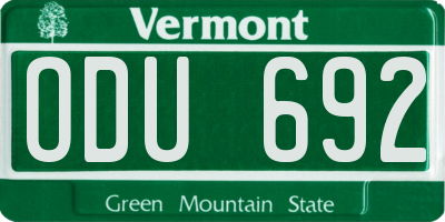 VT license plate ODU692